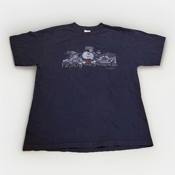 Vintage Frosty the Snowman T-Shirt Blue Graphic Tee Tennessee River Tag Size L - Picture 1 of 5